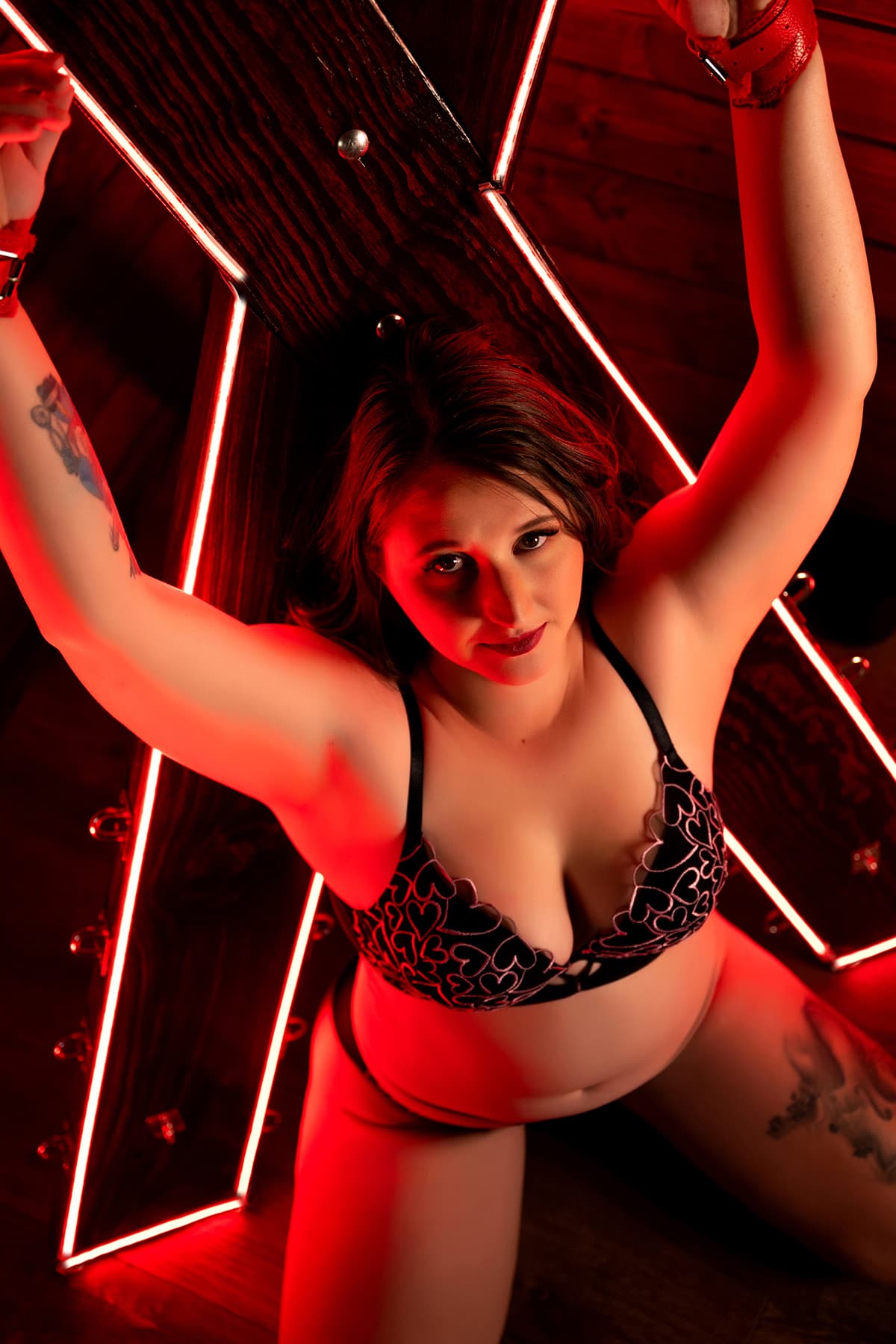 Neon lights boudoir photography
