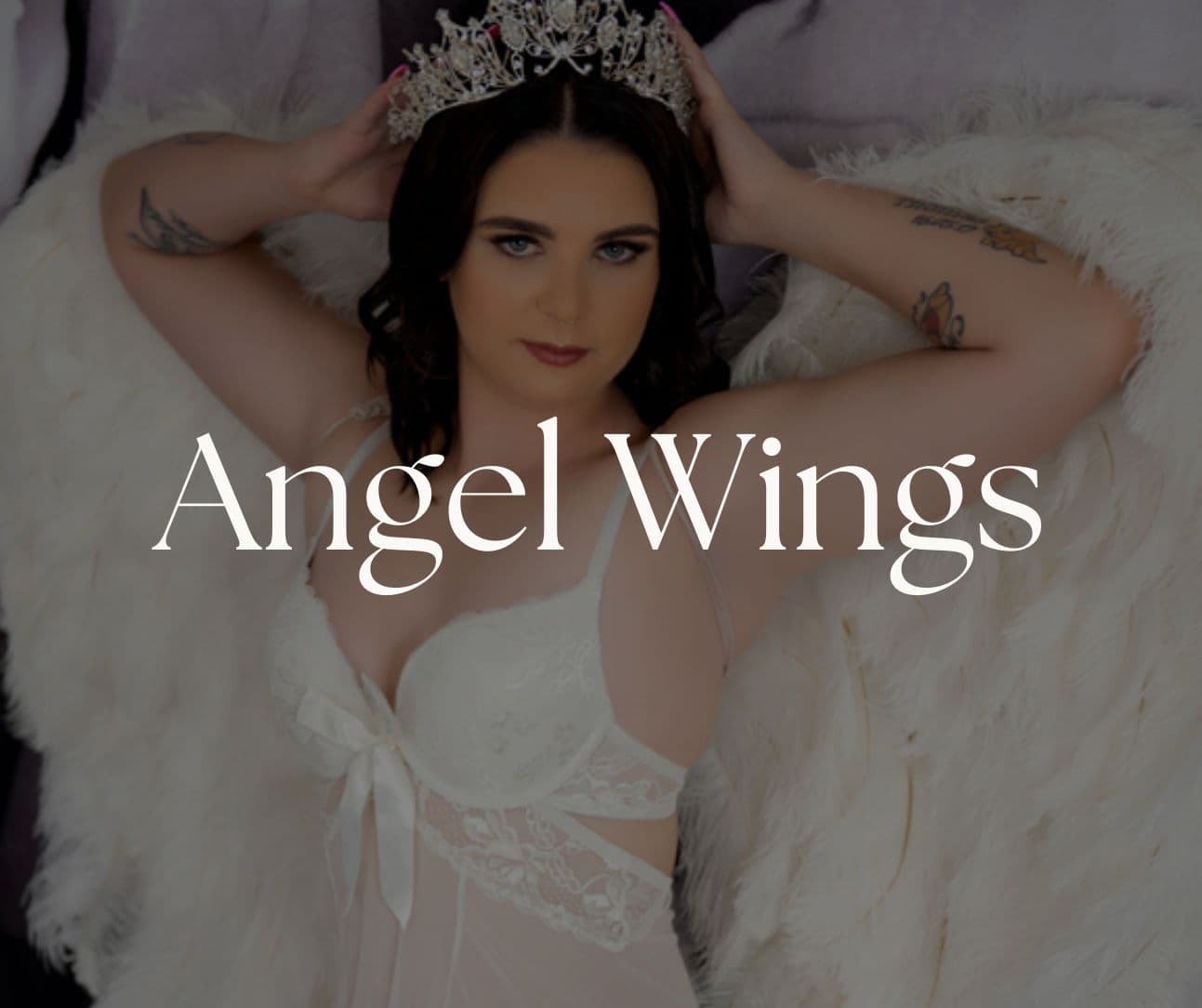 Angel Wings boudoir set - ethereal feather wings photography