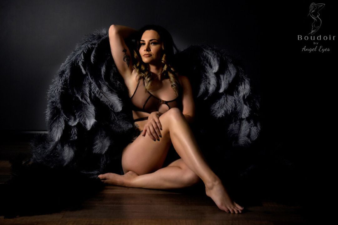 black wings fall angel boudoir brisbane